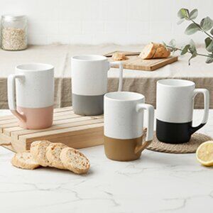 arge Ceramic Coffee Mugs Set of 4 | 5.2" Tall | Multicolor | Grade A Porcelain
